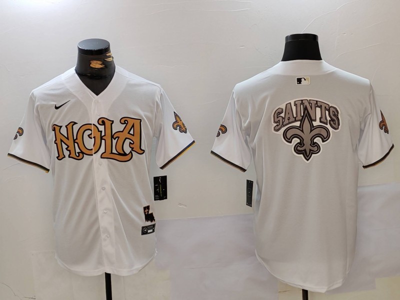 Men New Orleans Saints Blank White Second generation Joint Name 2024 Nike Limited NFL Jersey style 3